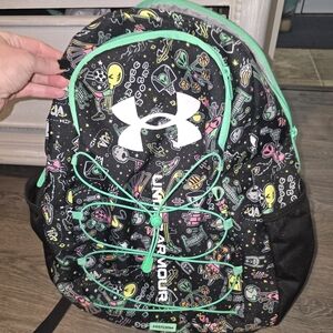 Under Armour Black Backpack with Green and Multicolor Graphics Aliens